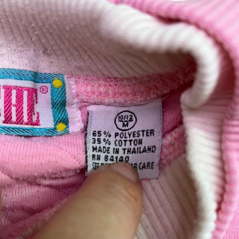 Vintage Jordache Girls Quilted Sweatshirt Pullover Pink Embroidered Medium 10 12 - Picture 5 of 7